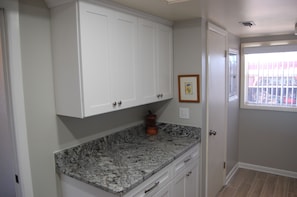 Shaker White cabinets with granite countertops