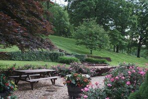 Beautiful garden to sit and enjoy the sound of the waterfall