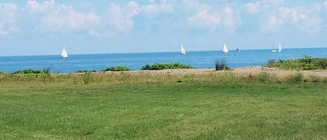 The view from the sun porch and front yard