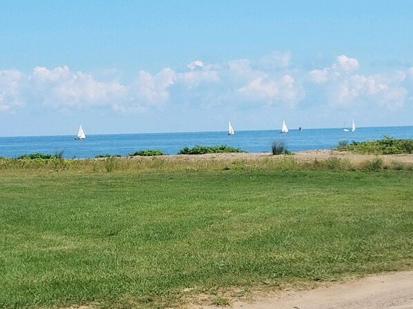 The view from the sun porch and front yard