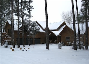 The cabin is a perfect home base for enjoying sking and other winter activities