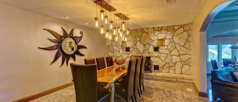 Dining Room with fireplace