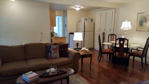 kitchen includes all amenities, gas stove, and full size fridge. twin bed avail