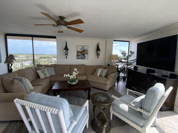 View into Living Room from Gulf Front Balcony