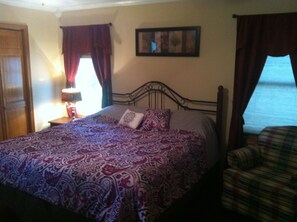 King Size Bed; room has a dvd/flat screen with private bath