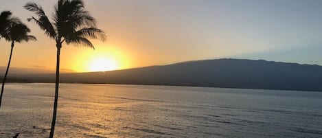 Sunrise over Haleakala from the lanai. 