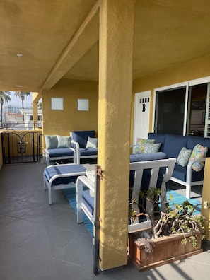 Balcony with common walkway
