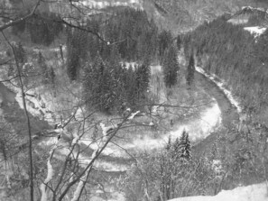 winter landscape. the house is on the top right
