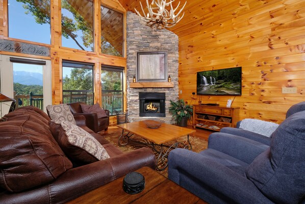 Plenty of seating with 55" HD TV