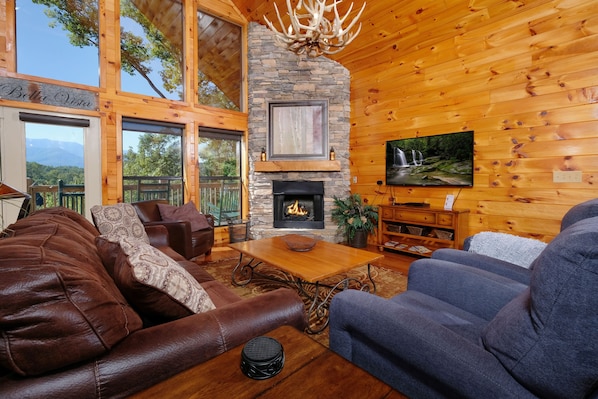 Plenty of seating with 55" HD TV
