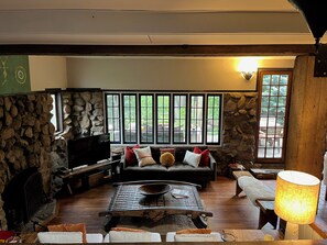 View from stairs to living room