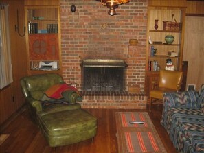 Family room with fireplace