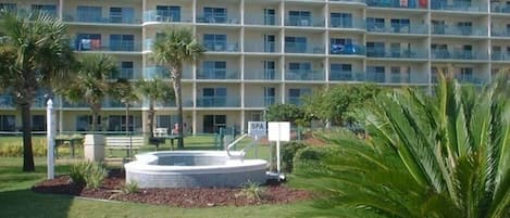 View of the Building from the Pool and Hot Tub (Spa) Area