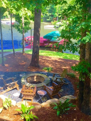 View of the Fire Pit and Dock from the Master Bedroom