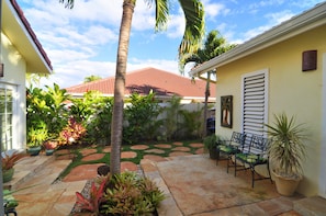 The outdoor Courtyard off the Master bedroom, and Dining room.