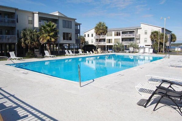 One of two olympic sized pools (and 2 kiddie pools) in addition to beach/lagoon