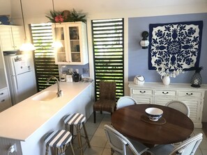 Open kitchen and dining area