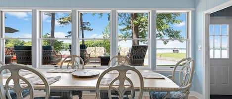 Gorgeous view of the lake from the dining area.