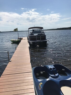 Peddle boat available for a day of fun! Big dock for you to dock your boat!
