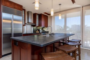 Prep your gourmet meals on the large island.