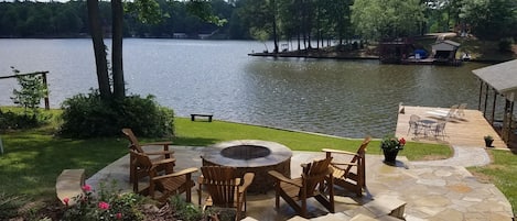 Enjoy beautiful lake views from the fire pit!