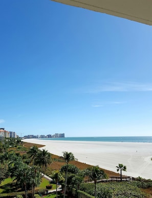 Breathtaking south/southwest views of the 2 miles of beach.  Full sun all day!