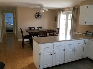 View from kitchen to dining area