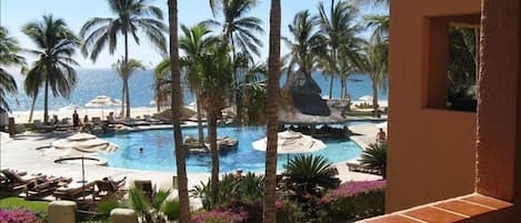 A view from our second floor condo overlooking the Krystal pool and beach. 