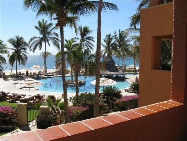 A view from our second floor condo overlooking the Krystal pool and beach. 