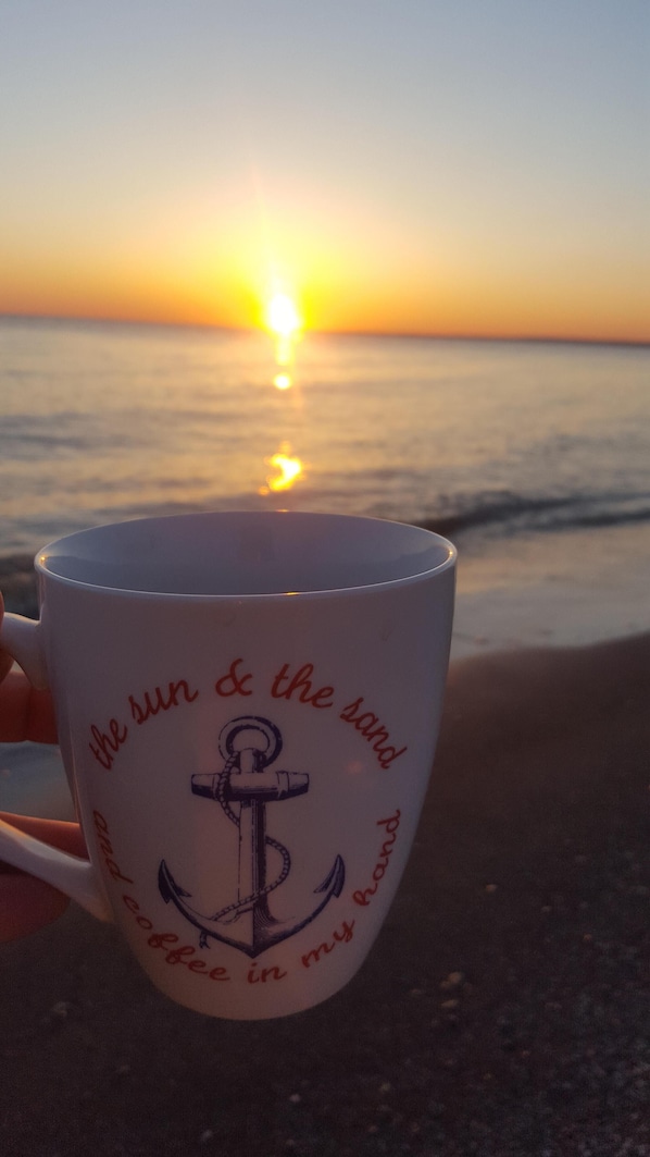 coffee at sunrise ...take the beach chairs down and watch the show! 