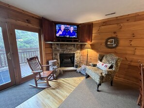 Cozy fireplace with beautiful views