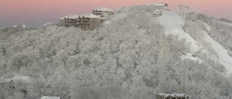 Winter view & view of ski slopes from our balcony.