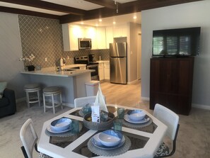 Dining area and flat screen tv