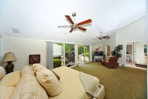 Large master suite with 60 TV entertainment system & private bath