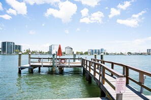 Our backyard dock that is shared among 4 cottages and our Bayhouse.  