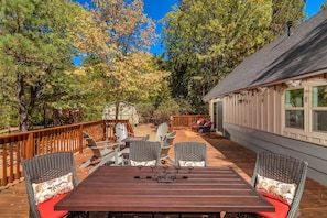 Large, stunning deck with gas grill, dining seating for 6, fire pit for smores!