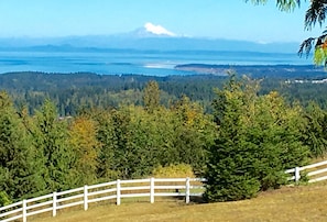 View across the water to Mt. Baker from our deck.