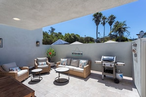 Private patio area with BBQ and lots of seating