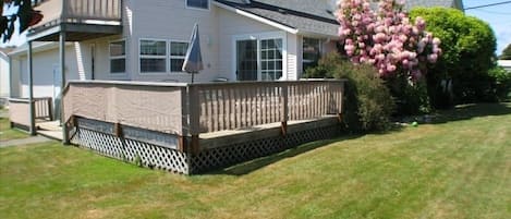 Backyard -  Completely Fenced with BBQ and Private Deck off of Kitcken!