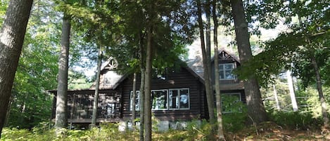 Front of Log Home faces the Lake