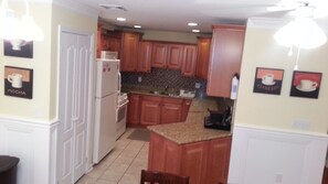 This modern kitchen brings the luxuries of home to your beach vacation.