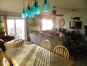 Main Living Area with 2 Large Sliding Glass Doors to Deck and Ocean