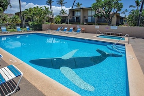 Large pool, deck and hot tub/spa for those beautiful Maui days.