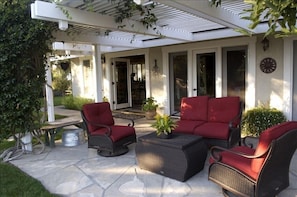 Upper patio and seating area