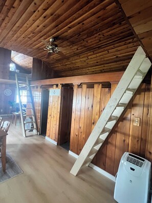 Doors to downstairs bedrooms and ladders to lofts