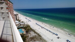 Spring time view of the beach looking east from our balcony