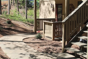 Walkway to private corner unit