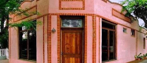 Spanish Revival Bakery Storefront was preserved during the conversion.  