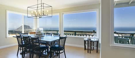 Dining area with panoramic ocean views.