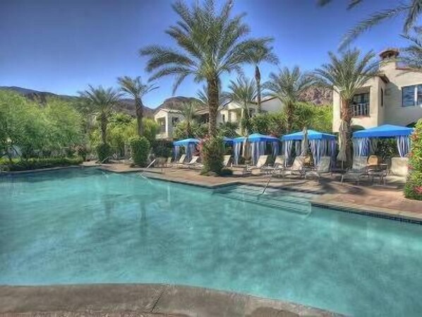 The cabana and fountains - main pool grounds